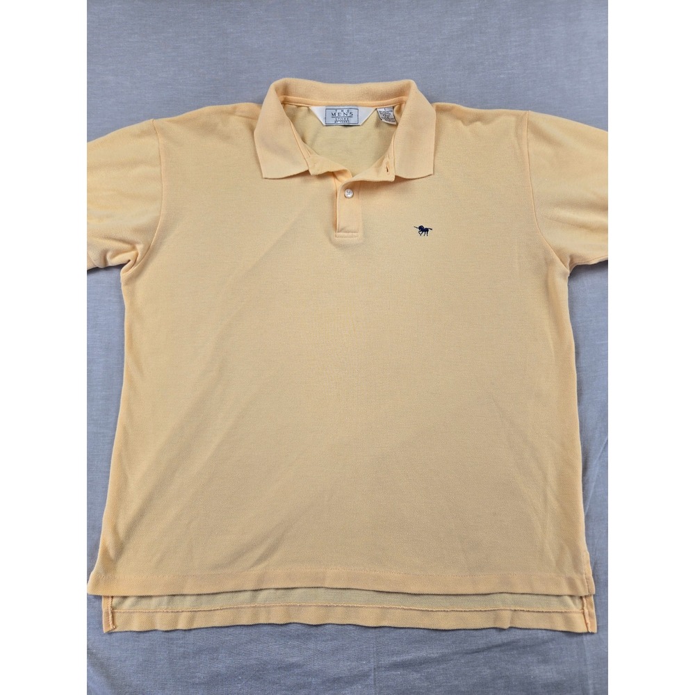 Vintage Sears The Mens Store Yellow Pique Polo Shirt Short Sleeve Horse Logo L